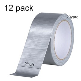 XUXU 12Pack Duct Tape Heavy Duty Waterproof Strong Adhesive Silver Duct Tape Bulk for Indoor Outdoor Repairs Tear by Hand 240 Yards x 2 Inch Total