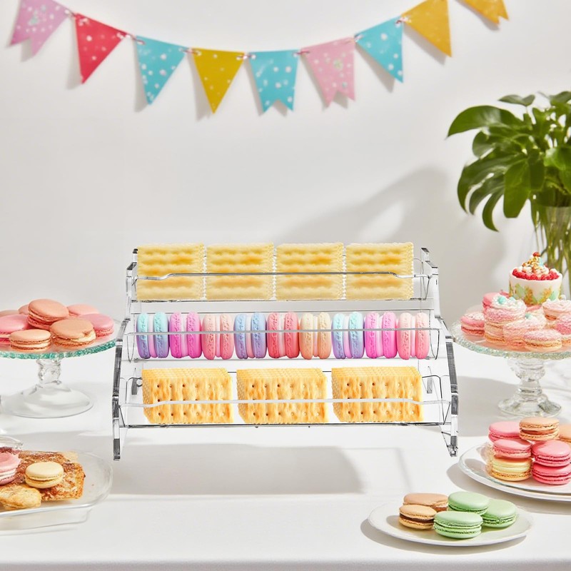 Yopay 3 Tier Acrylic Cracker Trays for Serving, Clear Macaron
