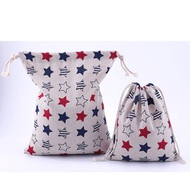 Amoyie 4 pcs Drawstring Storage Bag Set for Baby Stuff, Travel Home Accessories - Colorfull Stars