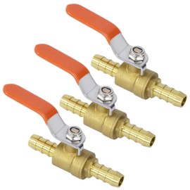 Ball Valve with Hose Nozzles, Barb Shut-off Ball Valve, 2 Way, 10 mm Brass Ball Valve with Barbed Hook, Barb Switch Brass Ball Valve (Pack of 3)