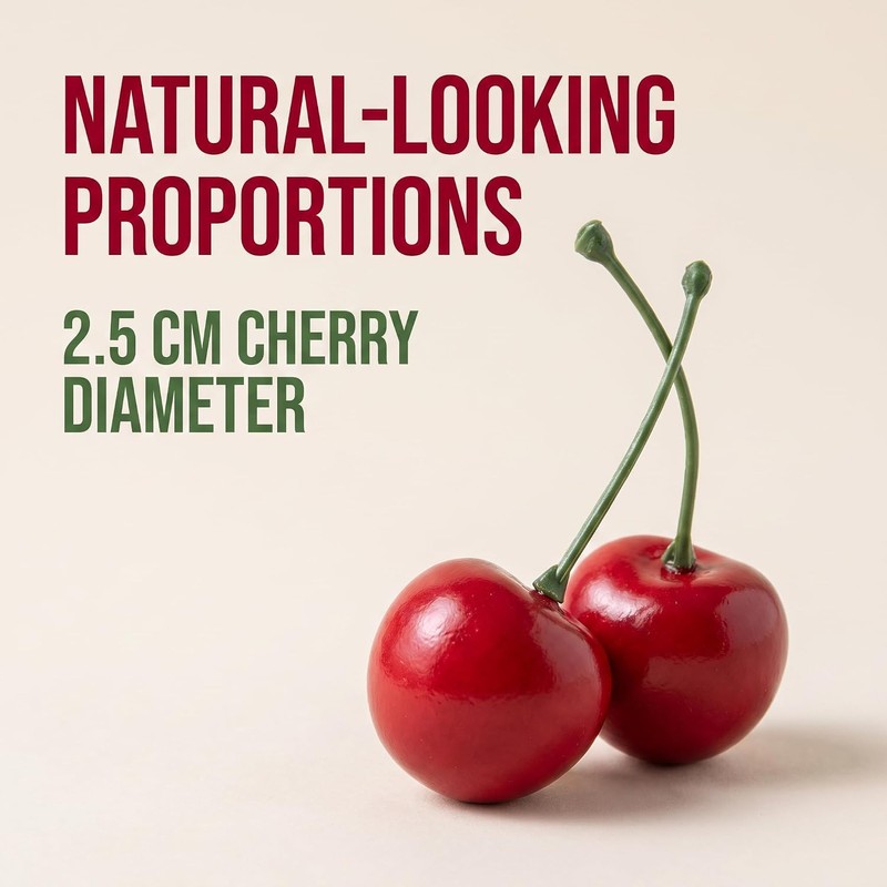 25Pcs Red Artificial Cherries, Fake Fruit Decor Simulation Cherry Model