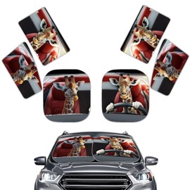 Qpednta Driving Giraffe Car Sun Shade for Windshield Foldable Sun Shade Car Window Baby 6 PCS Heat and UV Rays Blocker Easy Installation Auto Interior Protector