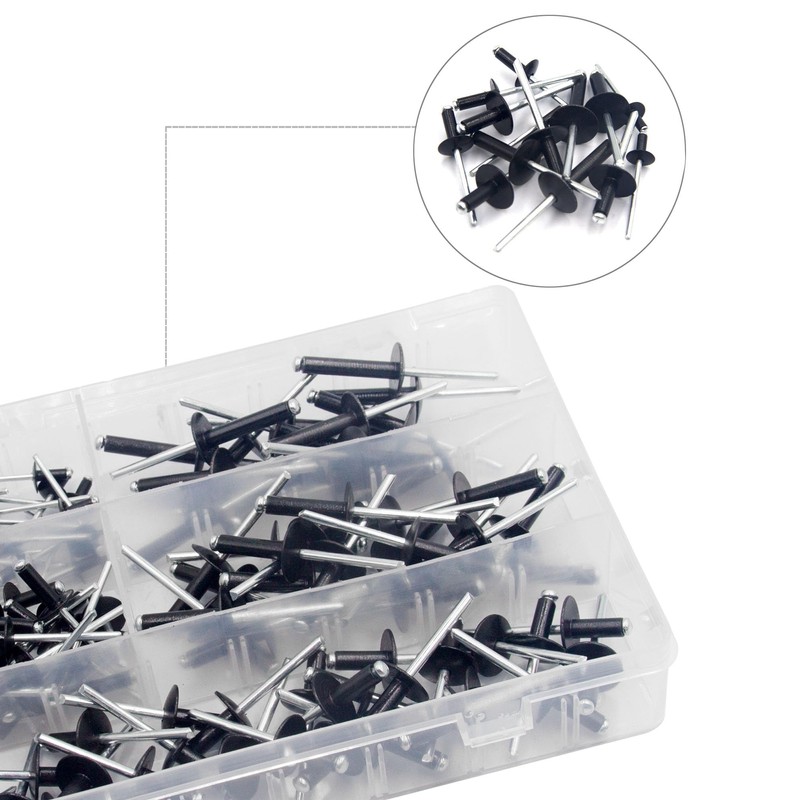 BESTYCHAO Pop Rivets, 120pcs 5 Sizes Large Flange Aluminum Blind
