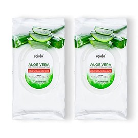 Epielle- Toallitas limpiadoras desmaquillantes con aloe vera | 60 unidades, paquete de 2 | Toallitas suaves para todo tipo de piel