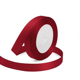 Wine Red Ribbon 5/8 Inches x 25 Yards, Wine Red Satin Fabric Silk Ribbon for Gift Wrapping, Bows Making, Floral Bouquets, Wreaths, DIY Handicrafts, Sewing Projects, Baby Shower and Wedding Party