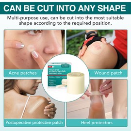 Hydrocolloid Roll for Wound Care(2in x 11.8ft) | Cut-to-Size Medical Grade Hydrocolloid Bandages | Self-Adhesive, Waterproof & Flexible Dressing