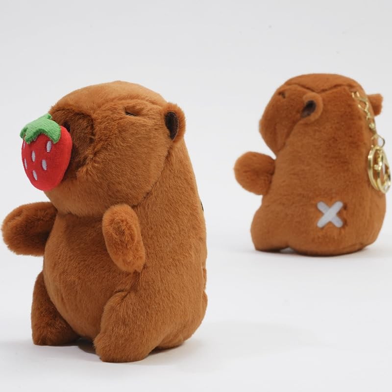 Clearstone Capybara Plush Keychain Chabimaru Strawberry 18.5cm Brown