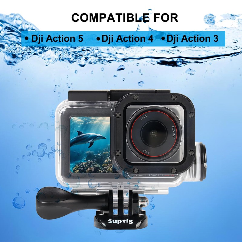 Suptig Waterproof Case Compatible for DJI Action 5/4/3, Waterproof Up