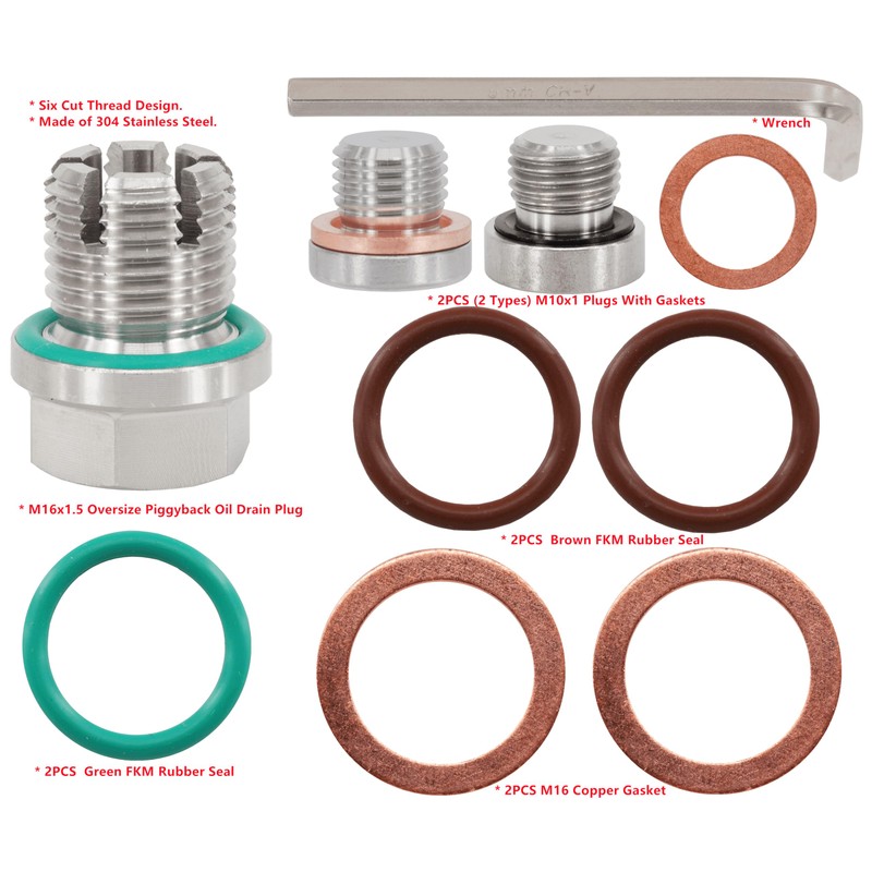 Dsnaduo M16.1-1.5 x 15mm Oversize Oil Drain Plug, Stainless Steel