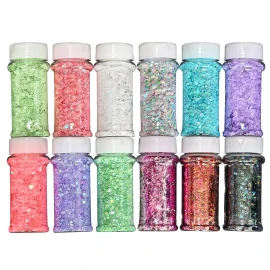 s  Cost 24 Pcs 2ozJar Glitter Sparkly Chunky Glitter for Crafts Snow and Nail Craft Chunky Glittercolor: Set 20 12 mix colors/Sparkly Glitter