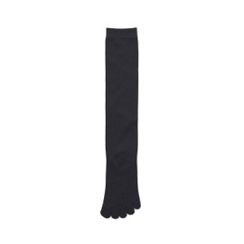 Tabio 5 Toe Cotton Finished High Socks, Made in Japan, 8.9 - 9.6 inches (22.5 - 24.5 cm), Black
