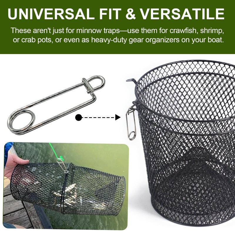 Minnow Trap Clips, Stainless Steel Live Bait Trap Lock Fasteners