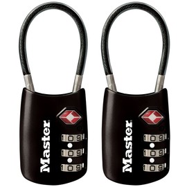 Master Lock Padlock, Set Your Own Combination TSA Locks for Luggage, Travel Zipper Lock with Cable Shackle is 1-3/16 in. Wide, Colors May Vary, 4688T, 2 Count (Pack of 1)