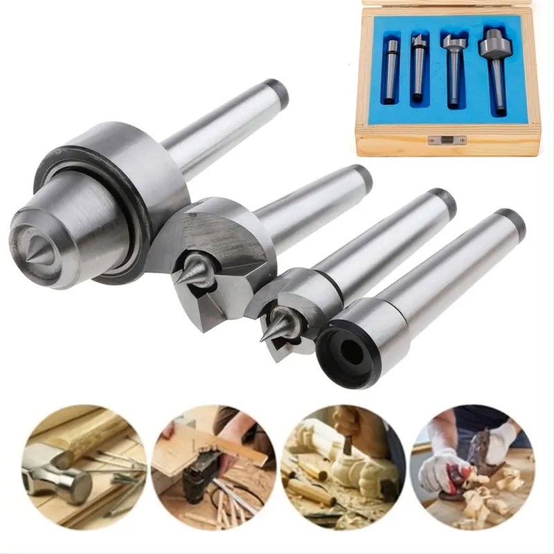 AIMALL 4PCS Wood Lathe Centre Set with MT1 Taper, Drive