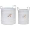 Boston International White Round Metal Planter Buckets with Handles, Set