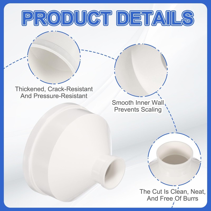 Duct Reducer 6"to2" PVC Round Duct Adapter Connector Fits DWV
