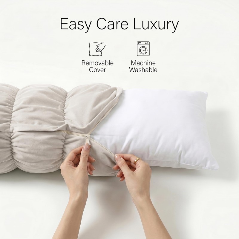 Ailuteie Pat. Pend. Long Bed Pillow for Adults and Side