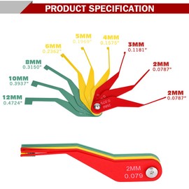 DITKOK 9-Piece Metal Brake Pad Gauge Set, Brake Gauge Measure Tool to Quickly Measure Brake Pad Wear, Brake Pad Thickness Gauge for Most Cars, Easy to Read Color Coded - 2mm to 12mm