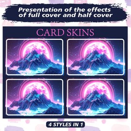 Peacoblue Bank Card Sticker Colorful Cyberpunk Landscape Credit Debit Card Custom Skin Cover Protector, 4 Styles Scratch-Proof and Attractive Decal for Most Popular EBT Transportation Key Card