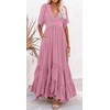 CHARTOU Women's Boho Ruffle Sleeve Flowy Maxi Dress Lace Up