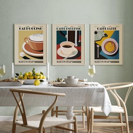 seersillus 4Pcs Coffee Bar Kitchen Wall Art Prints, Italy Caffè Bar Boho Decor for Modern Home Dining Room, 8×10 Inches Unfamed