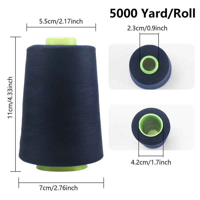FOGAWA 4 Rolls x 5000 Yards Sewing Thread Polyester Sewing