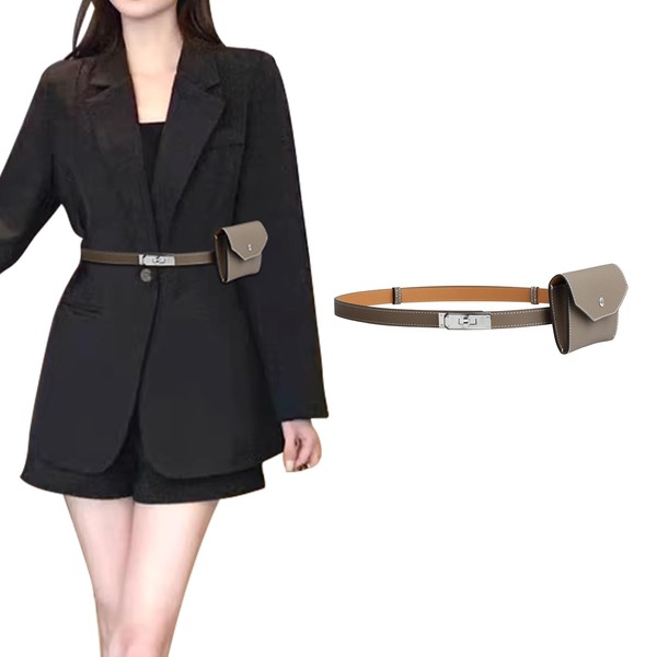 Lafillmiss Box calfskin Leather double needle saddle Belt with a
