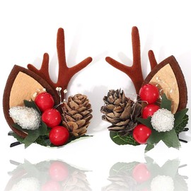 BARTOSI Christmas Reindeer Antlers Hair Clips Deer Antler Hair Clip Xmas Ears Hairpins Holiday Hair Accessories for Women and Girls (Pack of 2)