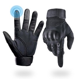 Tactical Gloves, Motorcycle Gloves for Men, Tactical Gloves with Protectors and Touchscreen for Motorcycle, Bicycle, Mountain Bike, Scooter, Hunting, Airsoft & Security, Black, Size