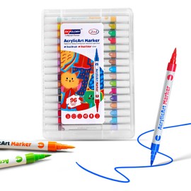 SKYGLORY 96 Colours Dual Brush Tip Acrylic Marker Set, Art Marker Pens Set for Painting, Drawing, Crafting (48)