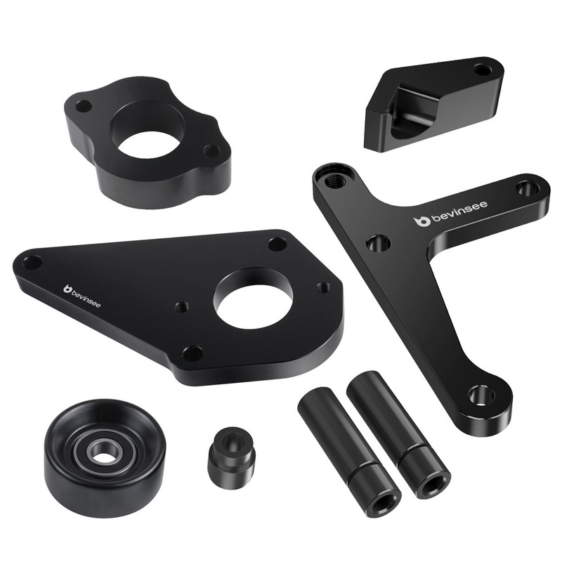 Bevinsee LS Power Steering Pump Alternator Low Mount Bracket Compatible