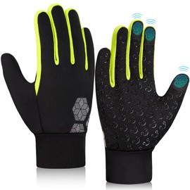 Kid Winter Running Glove Touchscreen - Boy Warm Gloves Cold Weather Touch Screen Gloves Youth Lightweight Riding Gloves Thermal Gloves Windproof Athletic Gloves Black Sports Gloves for Hiking Biking