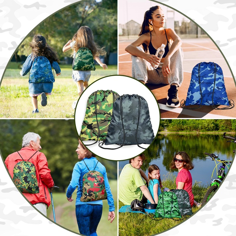 YUQILIN 120pcs drawstring bags bulk, drawstring backpack bulk camouflage drawstring