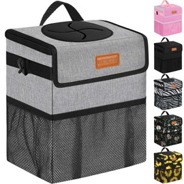 ELONGRIVER Car Trash Can Bin for Back Seat Leak Proof, Cute Car Trash Bag Hanging, Vehicle Trash Can for SUV Truck Van, Automotive Garbage Cans Front Seat Grey