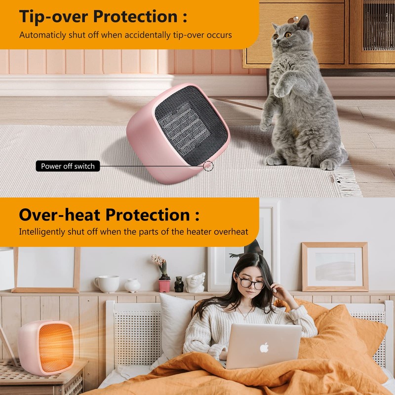 Portable Space Heater, YOUCIDI 1000W/800W Ceramic Electric Heater, Compact Small