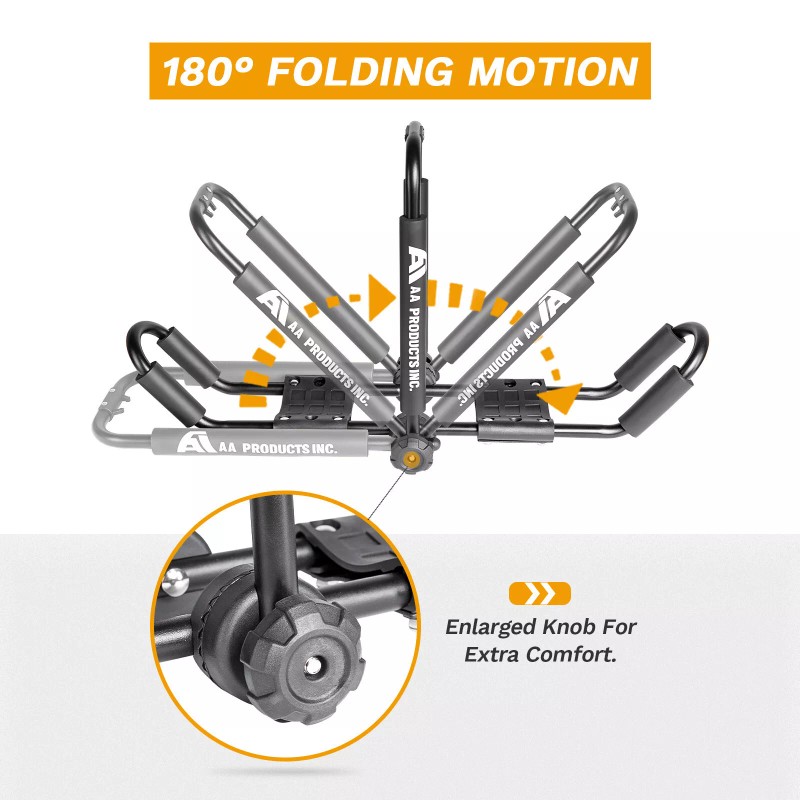 AA-Racks J-Style Bilateral Folding Kayak Carrier for Canoe 180° Folding