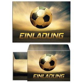 JuNa-Experten 12 Invitation Cards Children's Birthday Boys Football Including 12 Envelopes, 12 Bags/Natural, 12 Stickers, 12 Pads, 12 Bookmarks