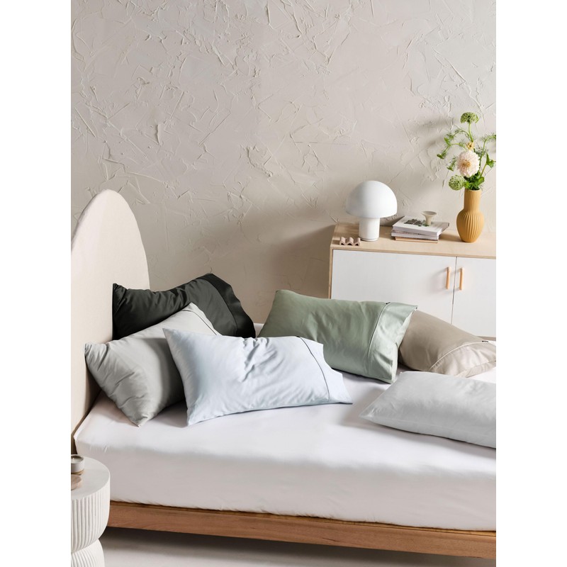 Linen House Augusta 500TC Cotton Sateen Pillowcase, White, Standard