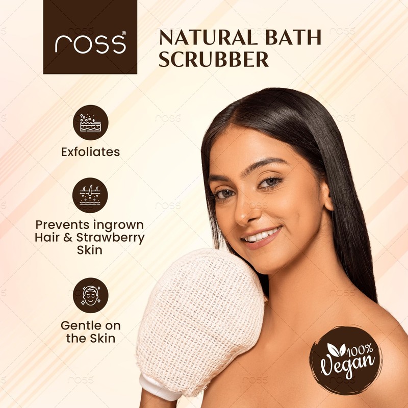 Ross Natural Ramie Bath Glove Scrubber Exfoliator for High Lather