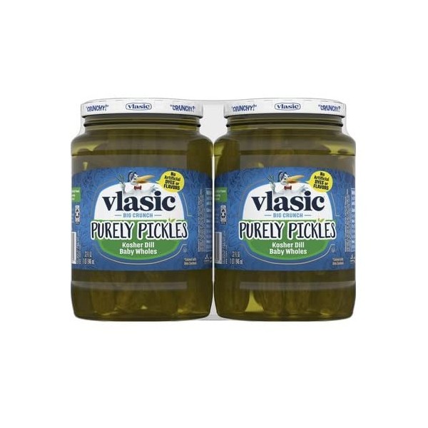 Vlasic Purely Pickles Kosher Dill Baby Whole Pickles, 32 Ounce (Pack of 2)