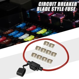 A ABSOPRO 7.5A Mini Blade Stye Fuse 12 AWG Fuse Holder Waterproof 12 Gauge Fuse Holder Blade Style Inline Fuse Holder Metal Black