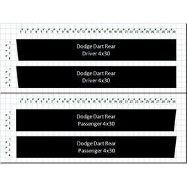 4 Inch Rear Fender Hash Mark Bars Vinyl Racing Stripes Decal, Fits Dodge Dart, Black Matte