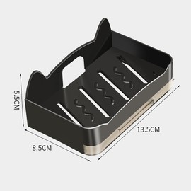 AUNMAS Wall Mounted Cat Modeling Soaps Holder, 5.5 x 8.5 x 13.5cm Draining Soaps Dish for Bathroom (Black)
