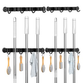 3-H Magnetic Broom Holder Wall Mounted 2 Pack, Strong Magnetic Broom Hooks 13 Inch, Heavy Duty Magnet Broom Organizer Wall Mounted, Utility Storage Tools Rack for Home Kitchen Workshop Laundry Garage
