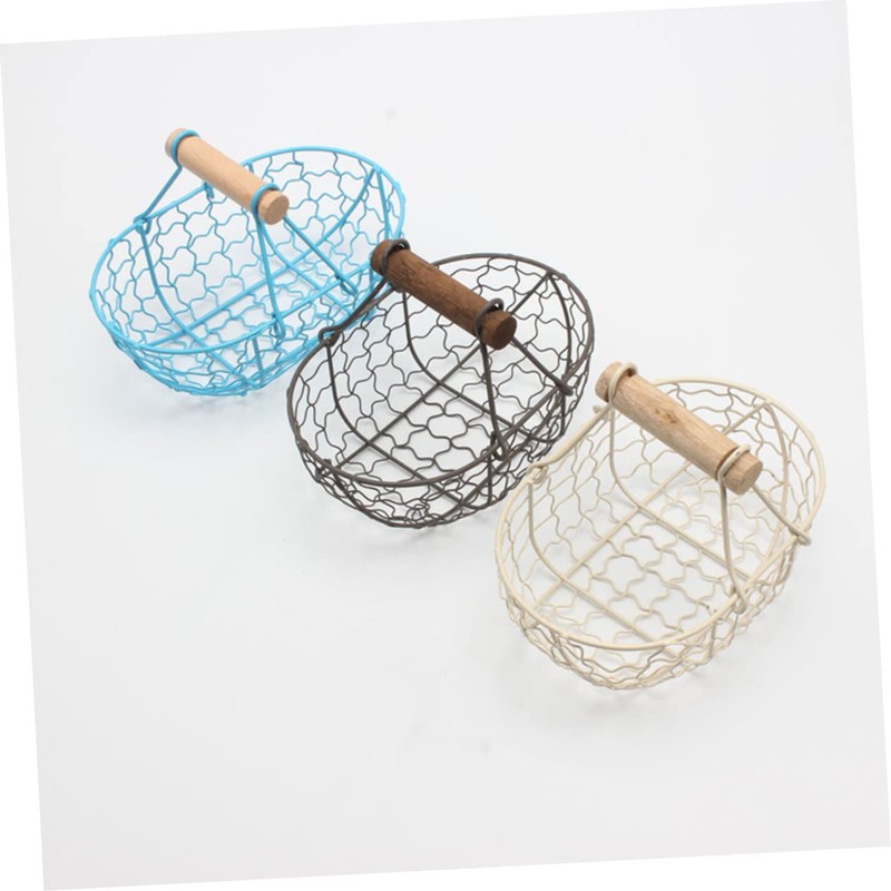 Ciieeo 1Pc Retro Beige Iron Storage Basket Decorative Household Fruit