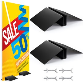 Blulu 2 Pcs Metal Floor Sign Stand Holder Fits 12" Wide Sign Board up to 72" Tall Graphic Floor Standing Display Stand for Composite Foam Board, Black, Acrylic Glass, Base Only