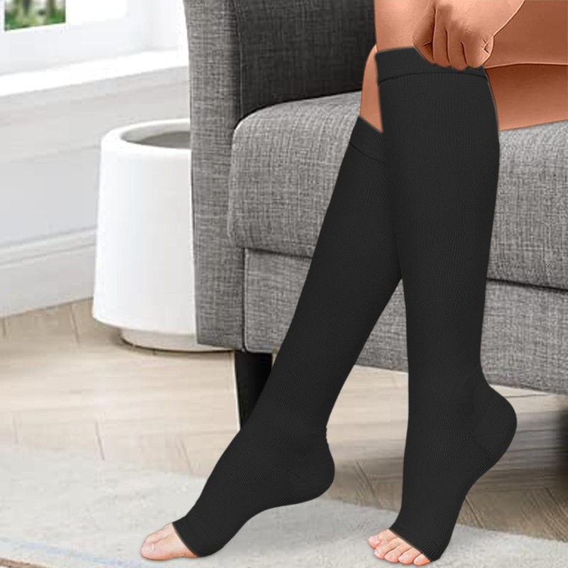 Compression Socks For Women | Toeless Support Stockings Easy Knee