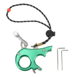 Archery Thumb Trigger Aluminum Alloy Compound Bow Release Aids 3 Finger Grip Caliper for Outdoor Hunting Shooting Accessories Green