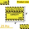 Pallet Rack Capacity Labels 3×4 Inch Caution MAX Load/Shelf LBS