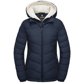 wantdo Women's Warmer Puffer Jacket Hooded Bubble Coats Casual Wear Navy Large